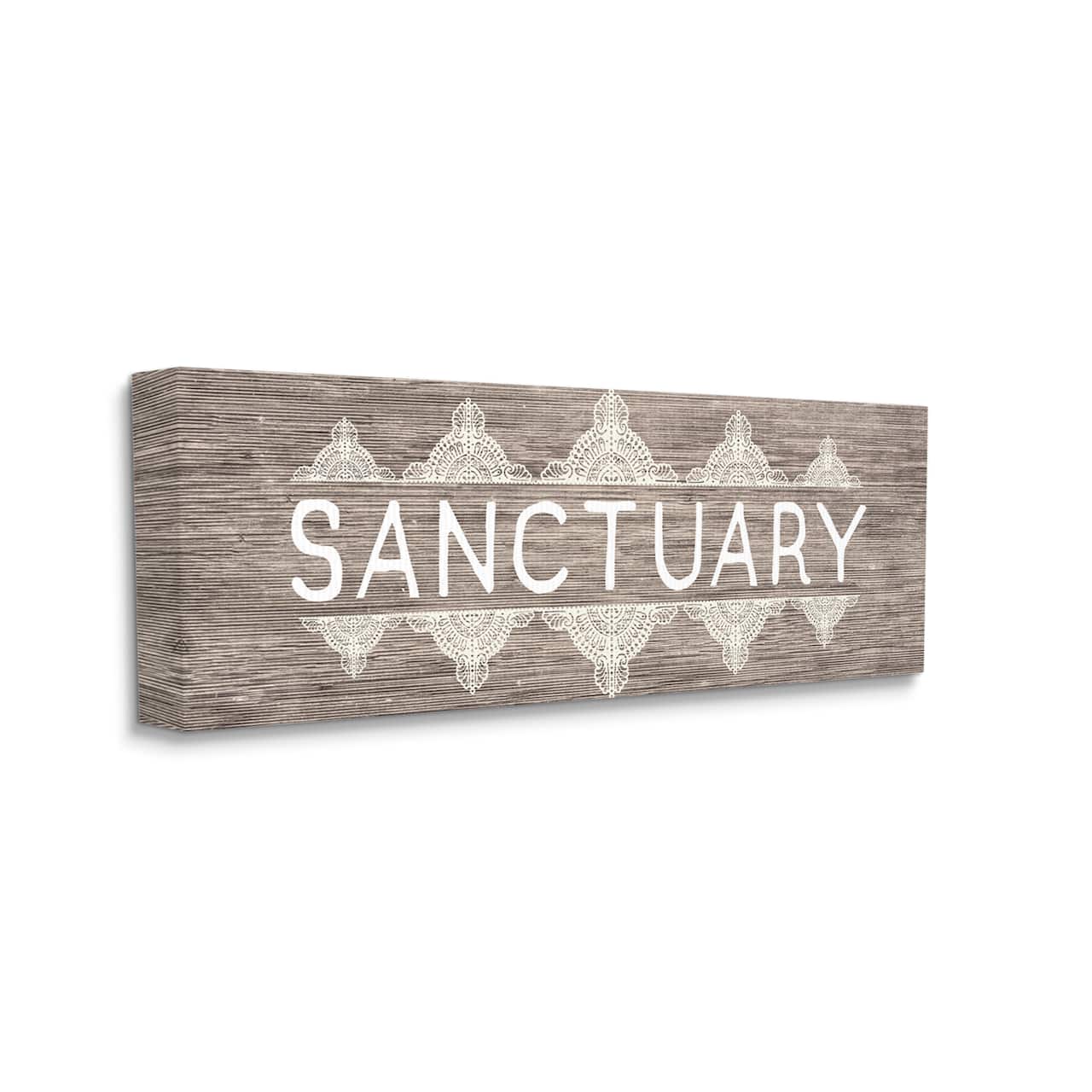 Stupell Industries Rustic Sanctuary Text with Paisley Country Pattern Canvas Wall Art